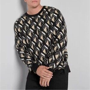 Shaquille O'neal XLG Mens Geo Pattern Crew Neck Long Sleeve Sweater 2XLT $80 NWT